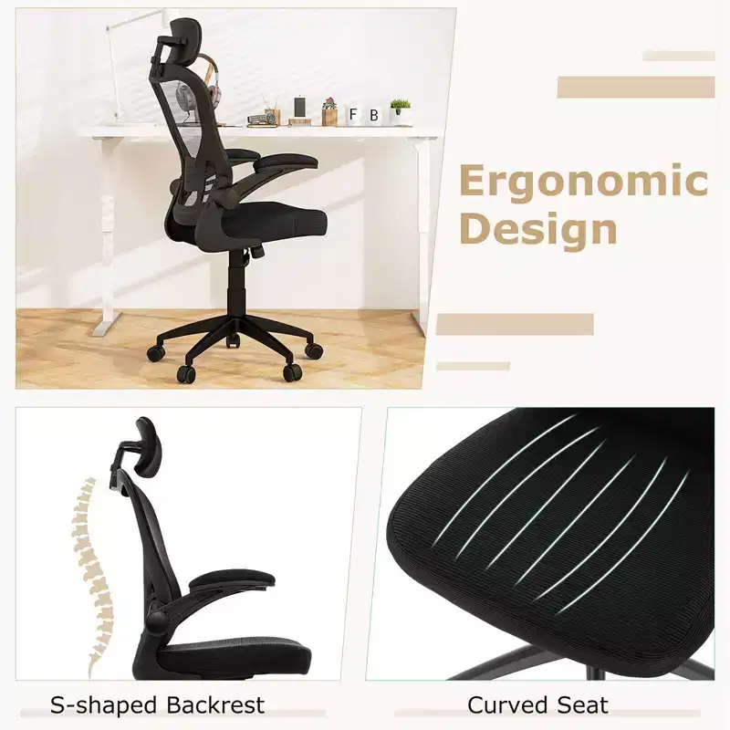 Costway Ergonomic Mesh Office Chair Executive Chair with Adjustable Height Black