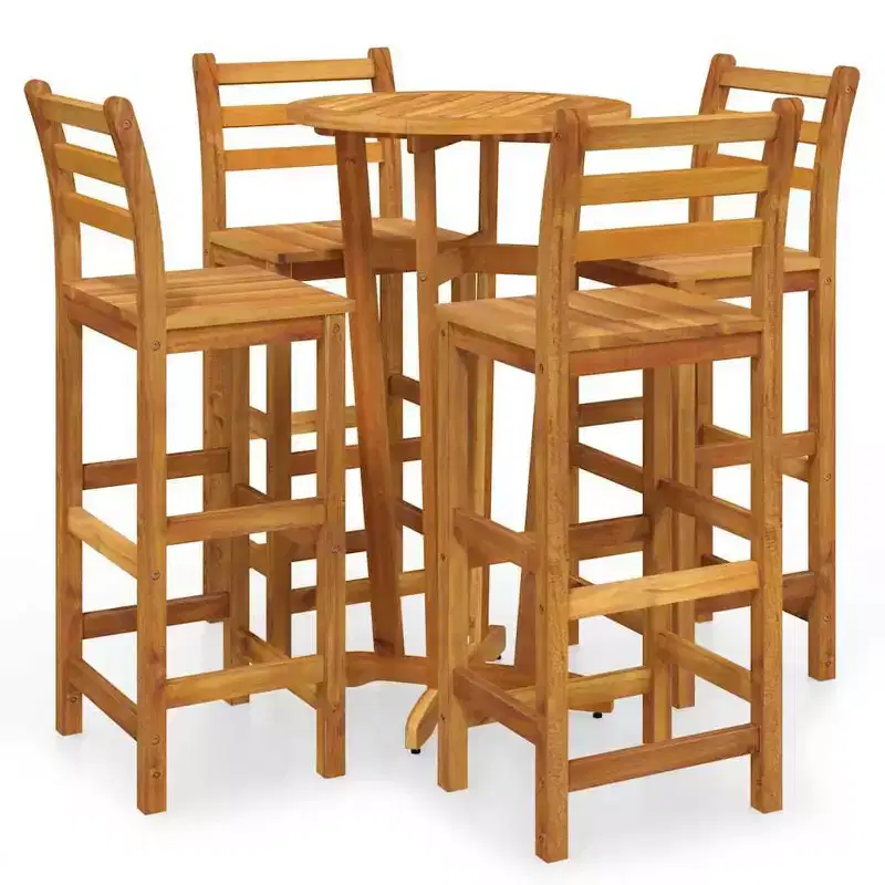vidaXL Garden Bar Set Natural wood Solid Acacia wood Compact Footrest