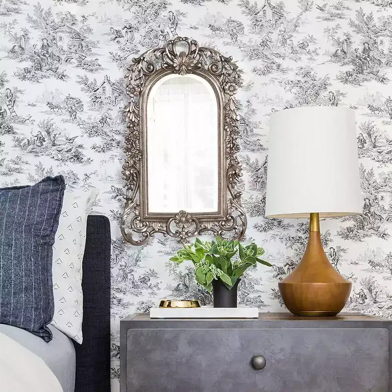 Howard Elliott 22"x14" Arched Wall and Accent Mirror with Intricate Ornate Frame Silver