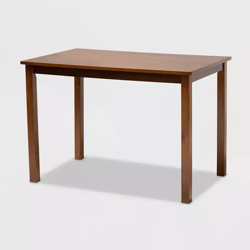 5pc Caron Fabric Upholstered Wood Dining Set Gray/Walnut - Baxton Studio: Modern Rubberwood Table & 4 Padded Armless Chairs