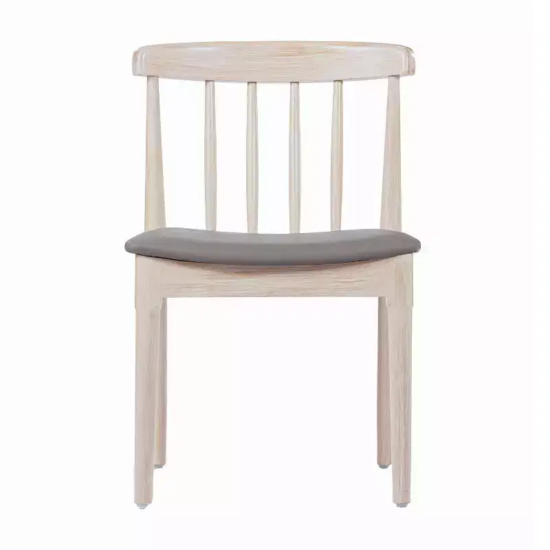 Set of 2 Solid Beechwood Dining Chairs Spindle Backrest Padded Vinyl Seat 500 lbs