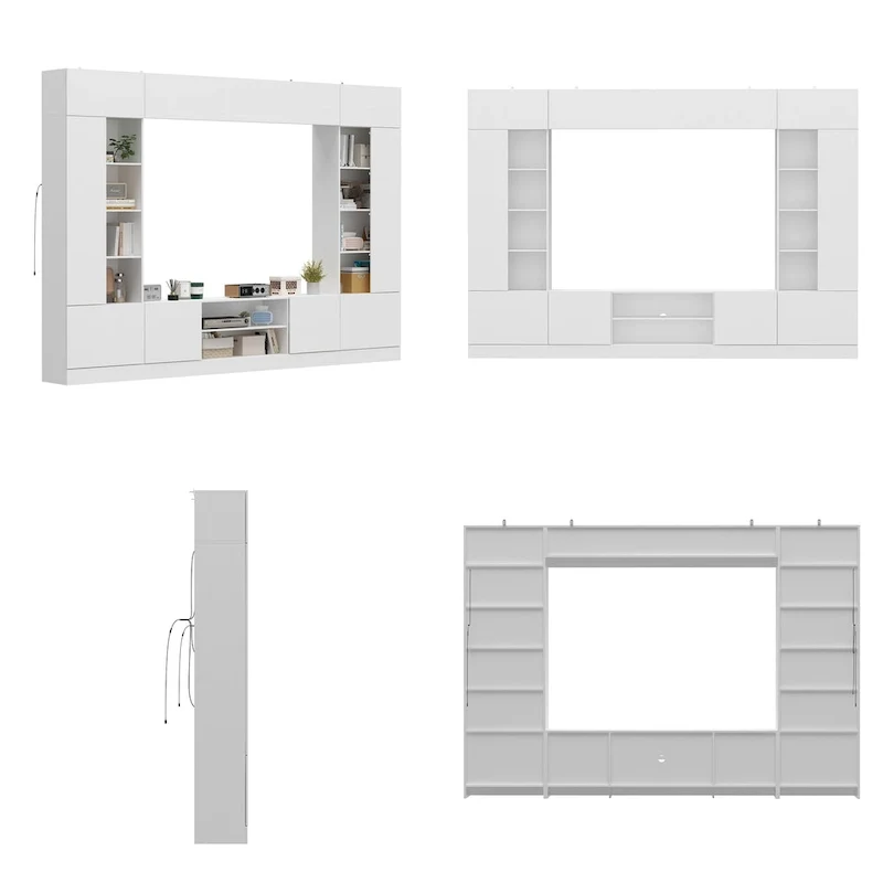 Versatile Wall Unit TV Stand LED Lighting - Accommodates TVs up to 75