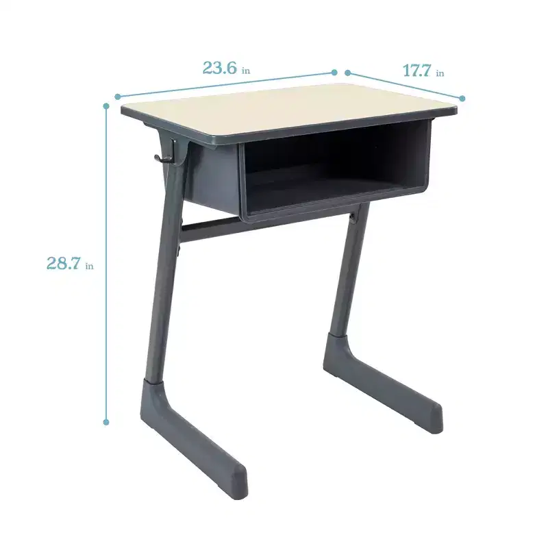 ECR4Kids Cave Open Front Desk with Plastic Book Box, Classroom Furniture, Maple/Black