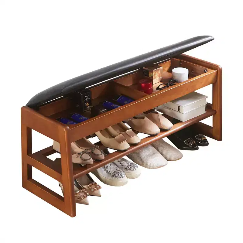 40inch Shoe Rack Bench with Storage - Entryway Bench 2-Tier Shoe Bench with PU Cushion, Entryway Organizer Space Saving