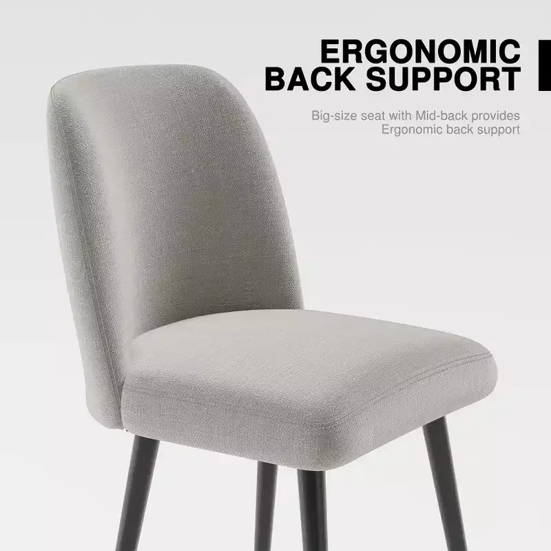 Pexfix Linen Upholstered Dining Chairs with Black Legs Set of 2