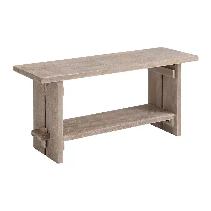 Alaterre Furniture 40" Castleton Mango Wood Bench Driftwood: Solid Rectangular Entryway and Bedroom Storage