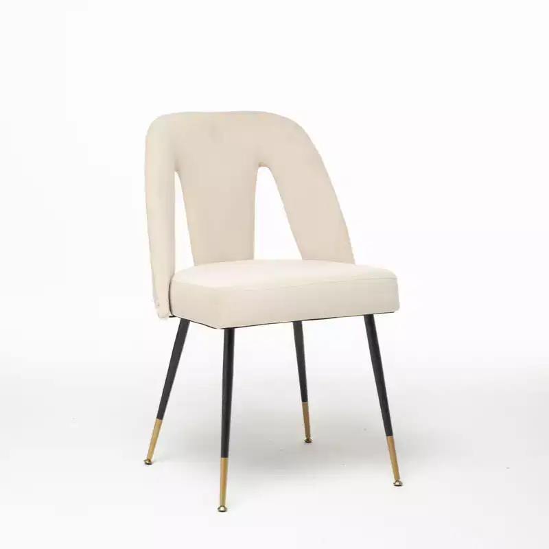 Set of 2 Modern Velvet Upholstered Dining Chair with Nailheads and Gold Tipped Black Metal Legs-ModernLuxe
