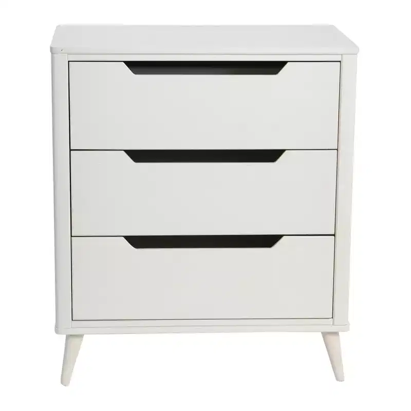 Yume Mid Century Modern Solid Wood Dresser Chest of 3 Drawers