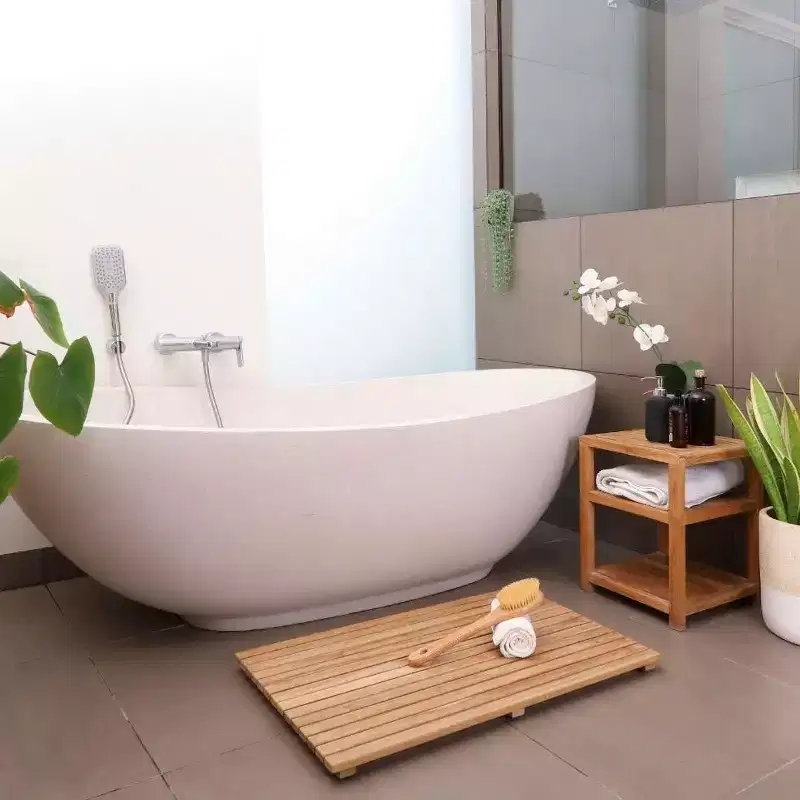 Nordic Teak 14 Natural Spa/Bathroom - Under Sink - Storage Bench - Beige