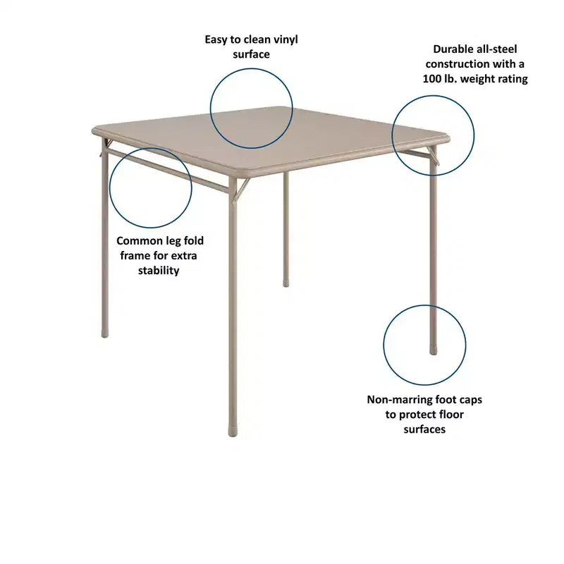 COSCO 5-Piece Folding Fabric Dining Set & 34 Vinyl Card Table