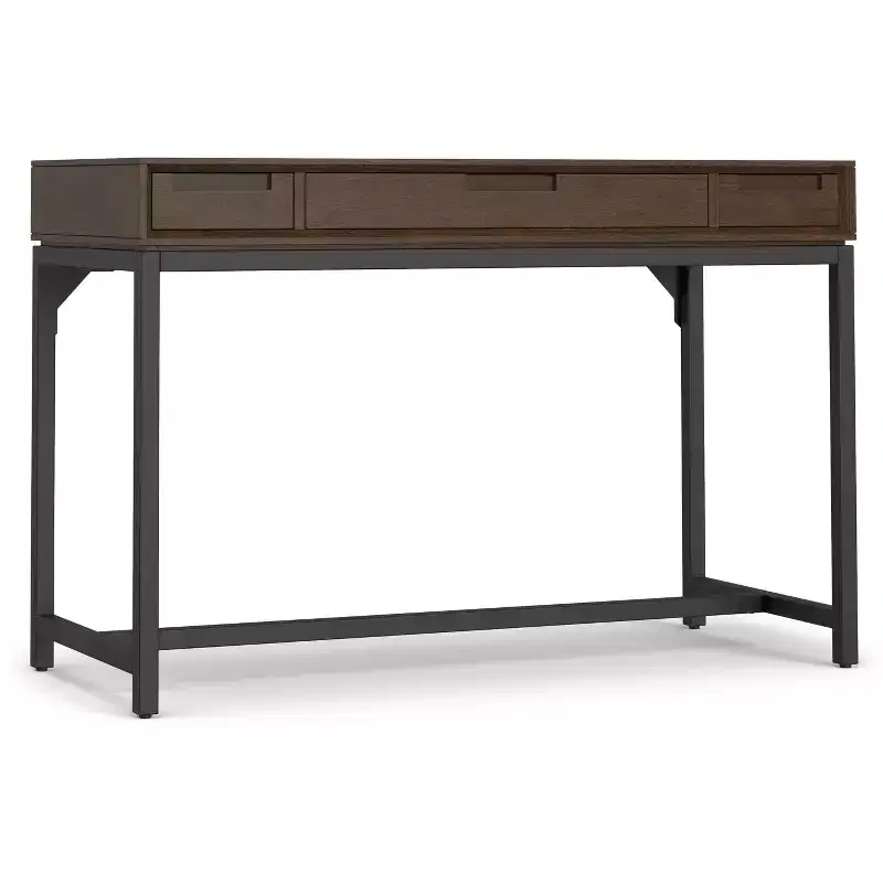 Solid Hardwood Modern Industrial 48 Inch Wide Small Desk