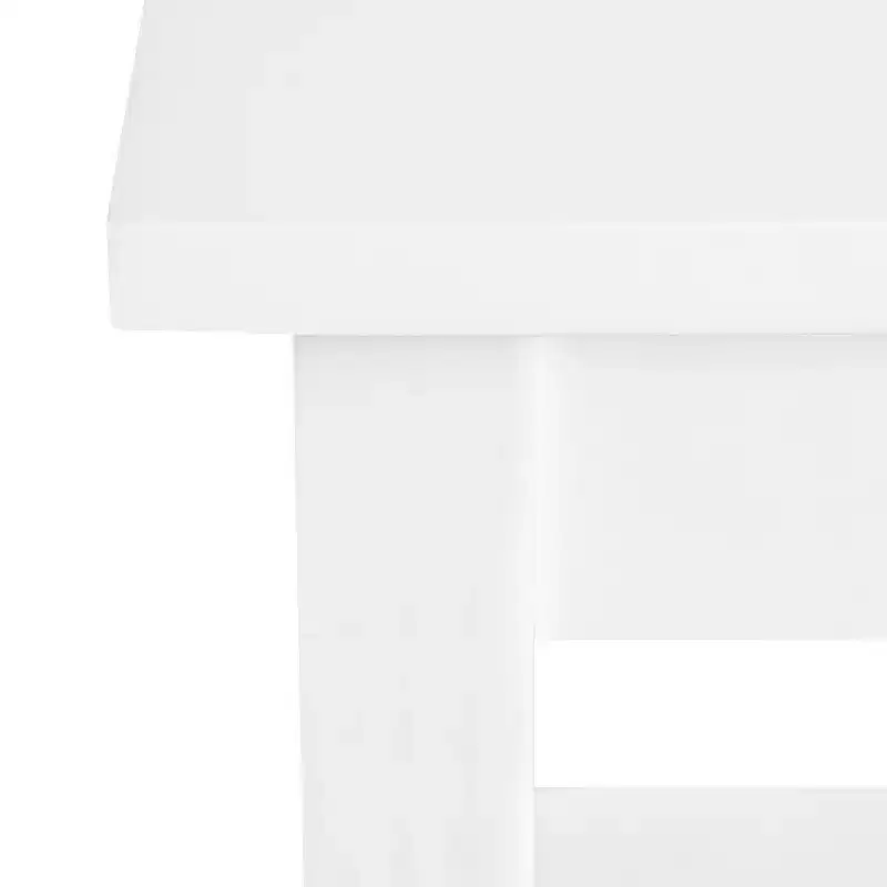 Glam Rectangle Side Table with Cultured Marble Top & Wood Base, 18x12x24, White