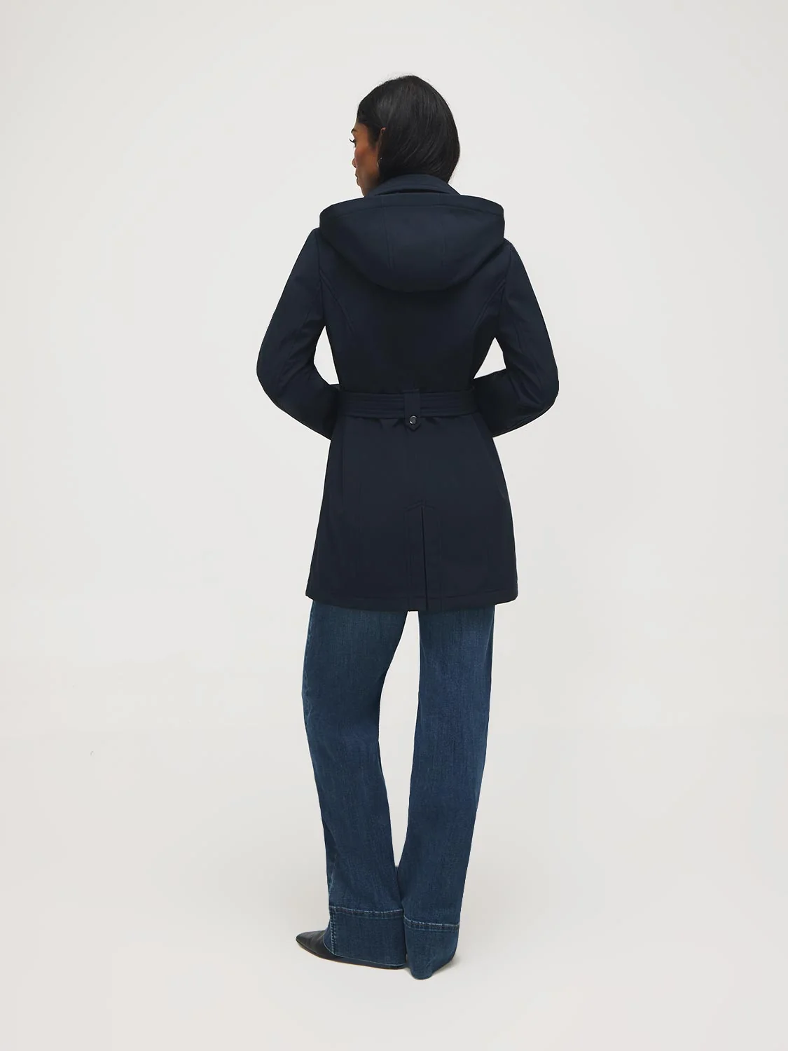 Mid-Length Hooded Trench Coat