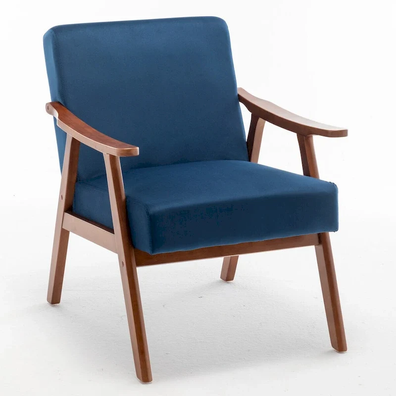 Mid-Century Modern Accent Chair with Solid Wood Frame, Set of 1