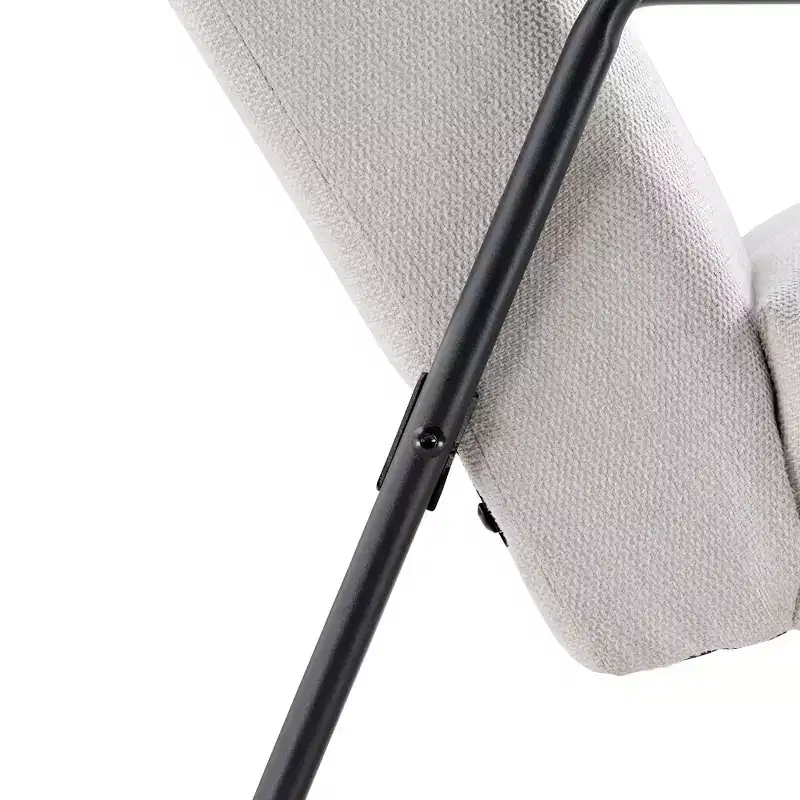 Upholstered Lounge Chair with Armrest, 120° Tilt & High-Density Foam Cushion, White Flannel