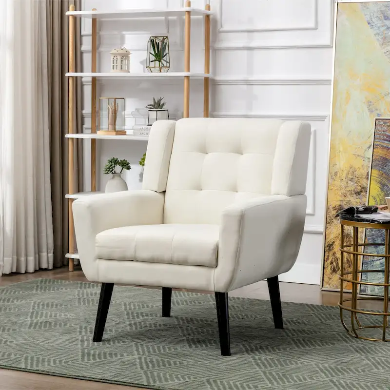 Modern Ergonomic Accent Chair with Black Legs for Indoor Home Use