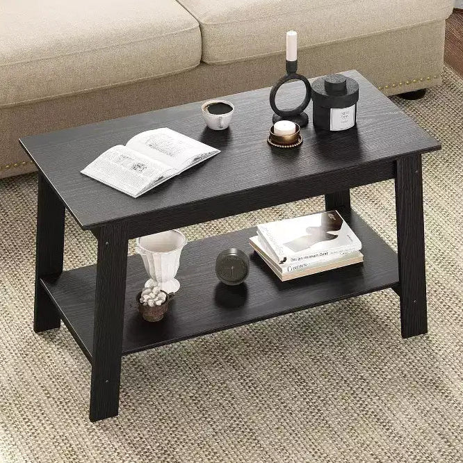 31.5 Modern Industrial Coffee Table with 2-Tier Storage, Rectangular Compact MDF & Particle Board Table for Living Room & Office
