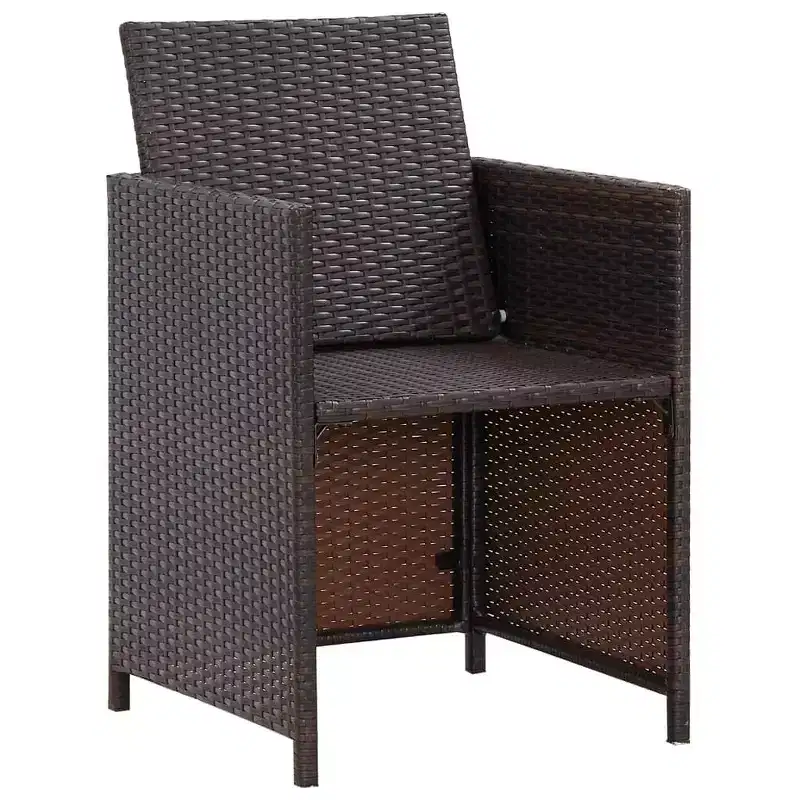 vidaXL Patio Chairs with Cushions 2 pcs Poly Rattan Brown