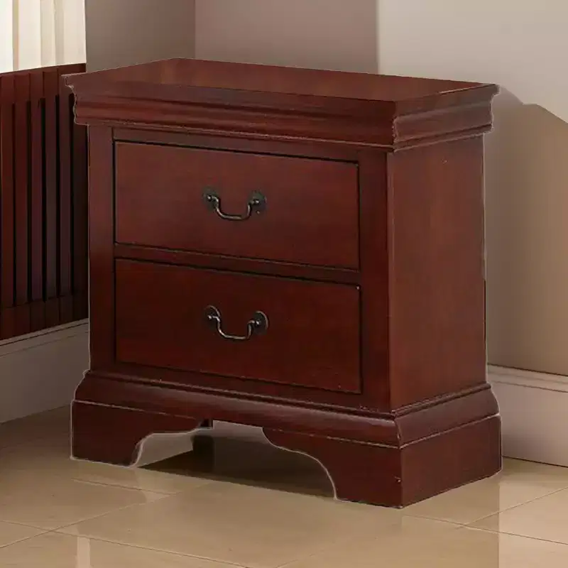 Cherry Brown Transitional 2-Drawer Wooden Nightstand, Single