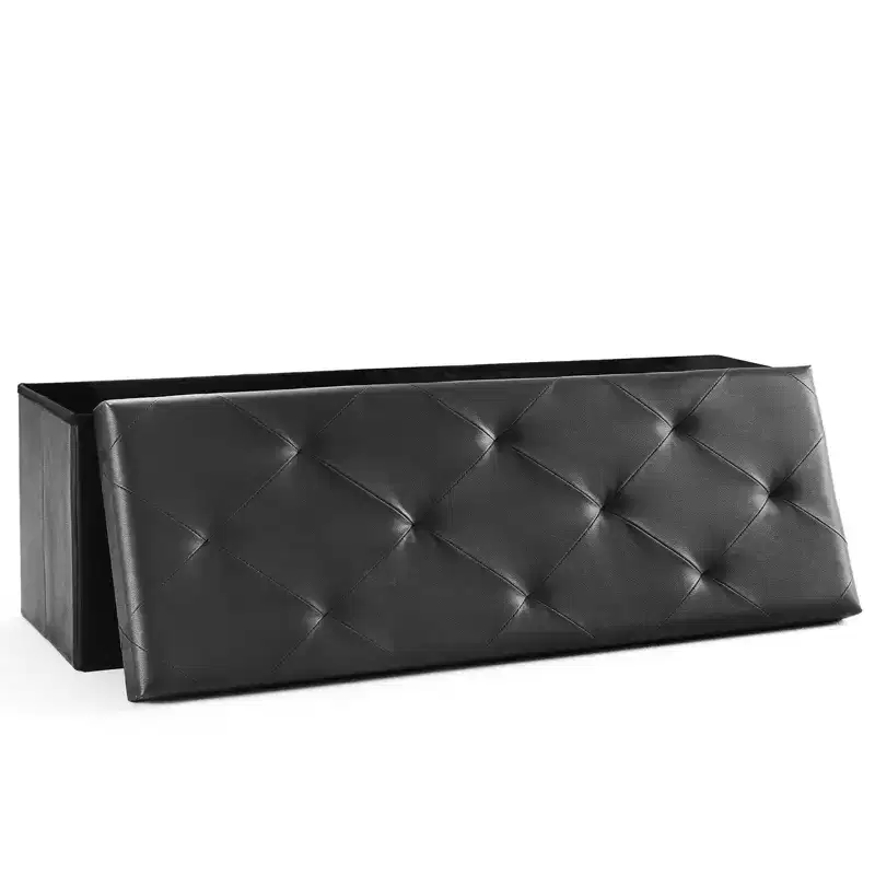 30/43IN Foldable Storage Bench with Thicker Foam Padded Seat, End of Bed Bench, Entryway Bench for Living Room