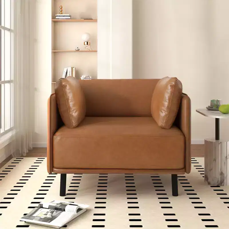 39 Modern Accent Chair, Upholstered Reading Armchair, Single Sofa Chair With Pillow, Chair for Living Room Bedroom