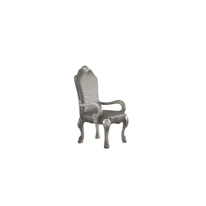 2pc 26" Dresden Chairs Vintage Bone White - Acme Furniture: Claw-Foot, Nailhead Trim, Wood Frame