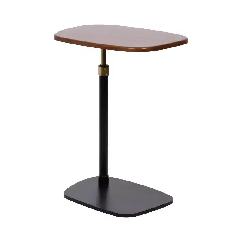 Kate and Laurel Adamas Adjustable C-Table, Walnut Brown and Black, 22x16x28