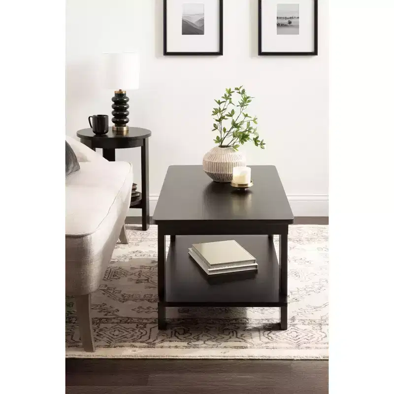 Wood Two-Tier Coffee Table 36''W x 20''D x 18.5''H