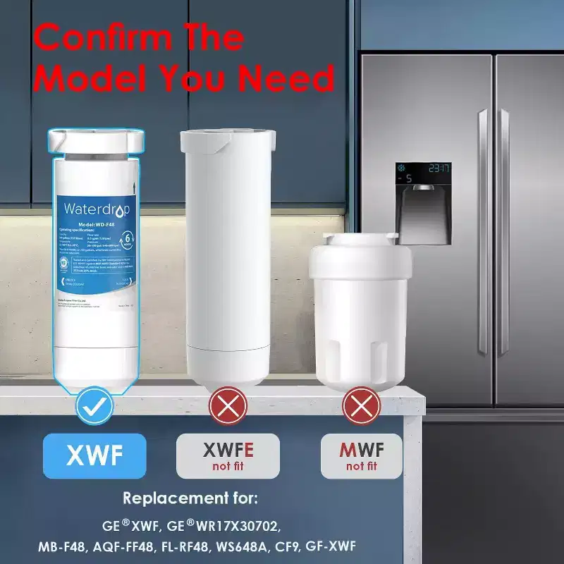 Waterdrop XWF Water Filter for GE XWF Refrigerator, Replacement for GE XWF, WR17X30702, 6 Filters(NOT XWFE)