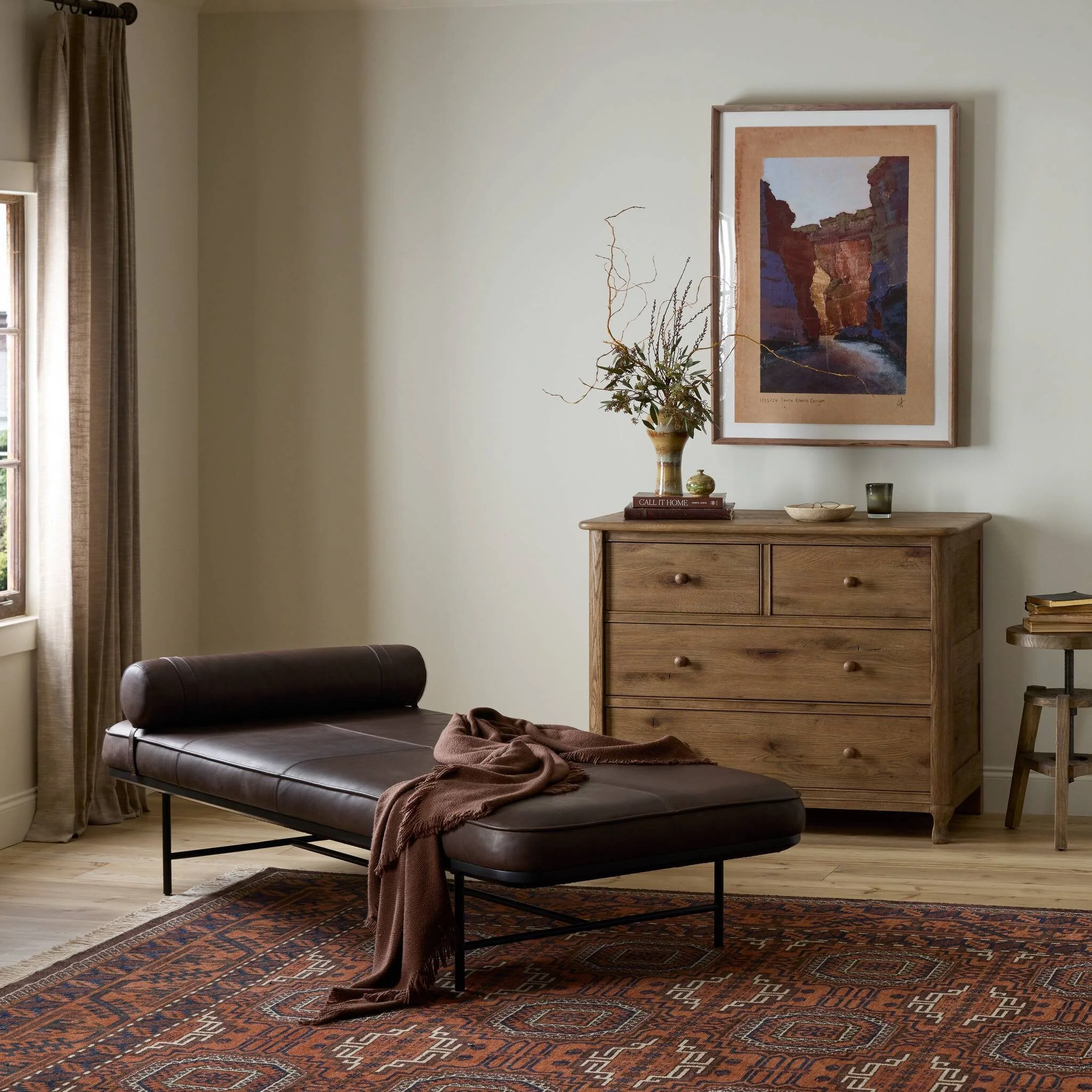 Bench Seat Bolster Headrest Slim Steel Leg Upholstered Chaise