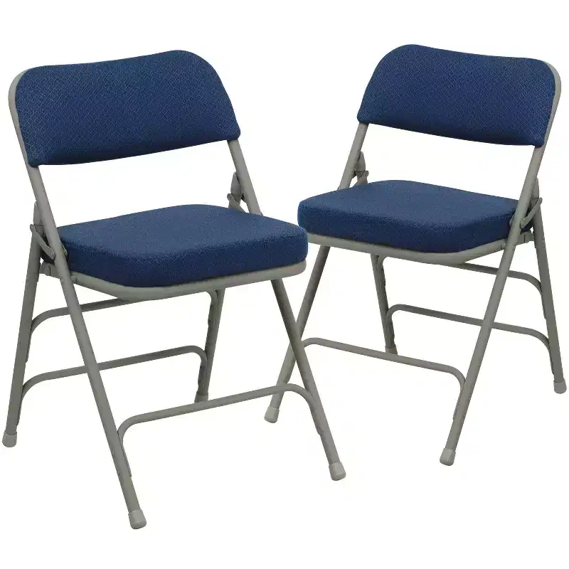 Emma and Oliver 2 Pack Home & Office Portable Party Events Fabric Padded Metal Folding Chair