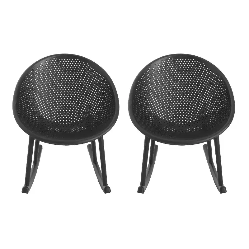 GDFStudio Edmont Outdoor Polypropylene Plastic Gable Rocking Chair