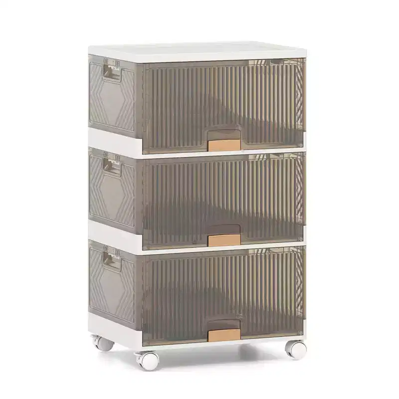 Costway 3-Cube Stackable Storage Bins with Detachable Wheels 13.5 Gal Large Organizer