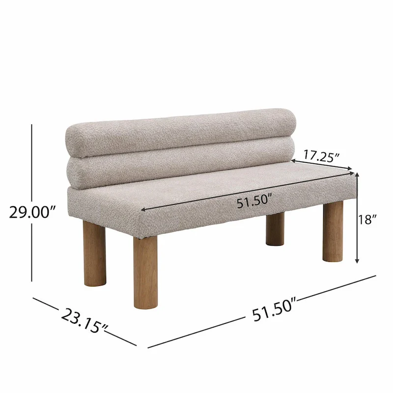 Upholstered Dining Bench with Solid Wood Legs