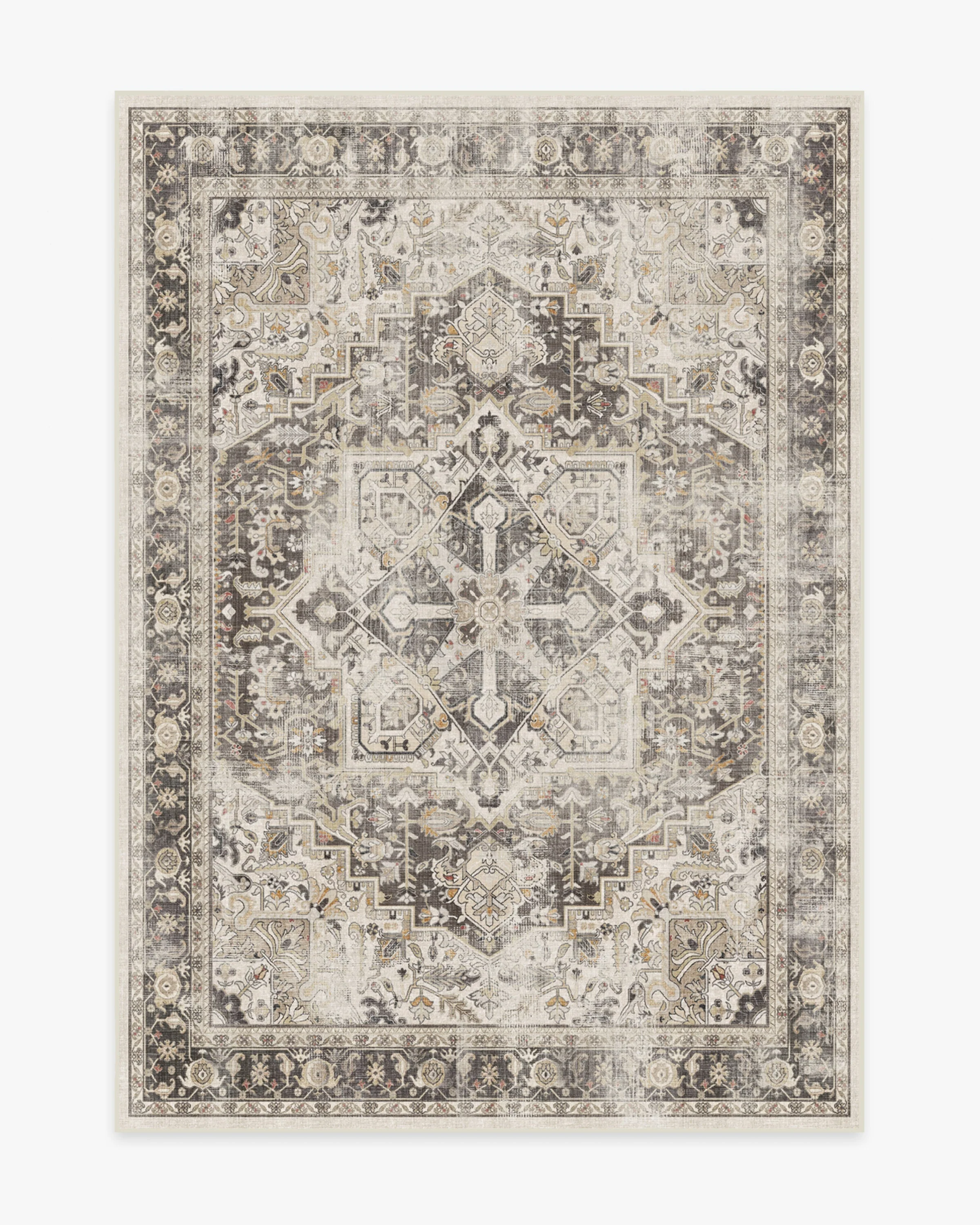 Farmhouse Persian Flatwoven Rug with Distressed Medallion Design for Living Room & Dining Room