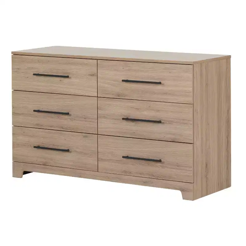HomeStock 7.5 in.H Particle Board Horizontal Dressers with 6 - Drawers in Beige Finish