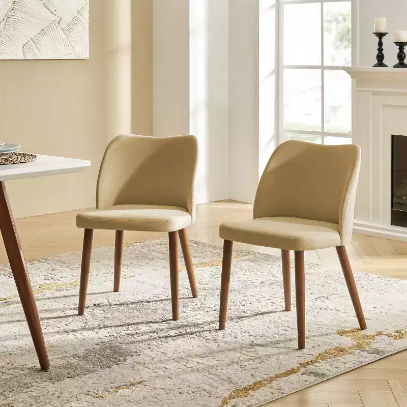 Elisa Mid-century Modern Upholstered Dining Chair Set of 2| ART OF LIVING DESIGNS