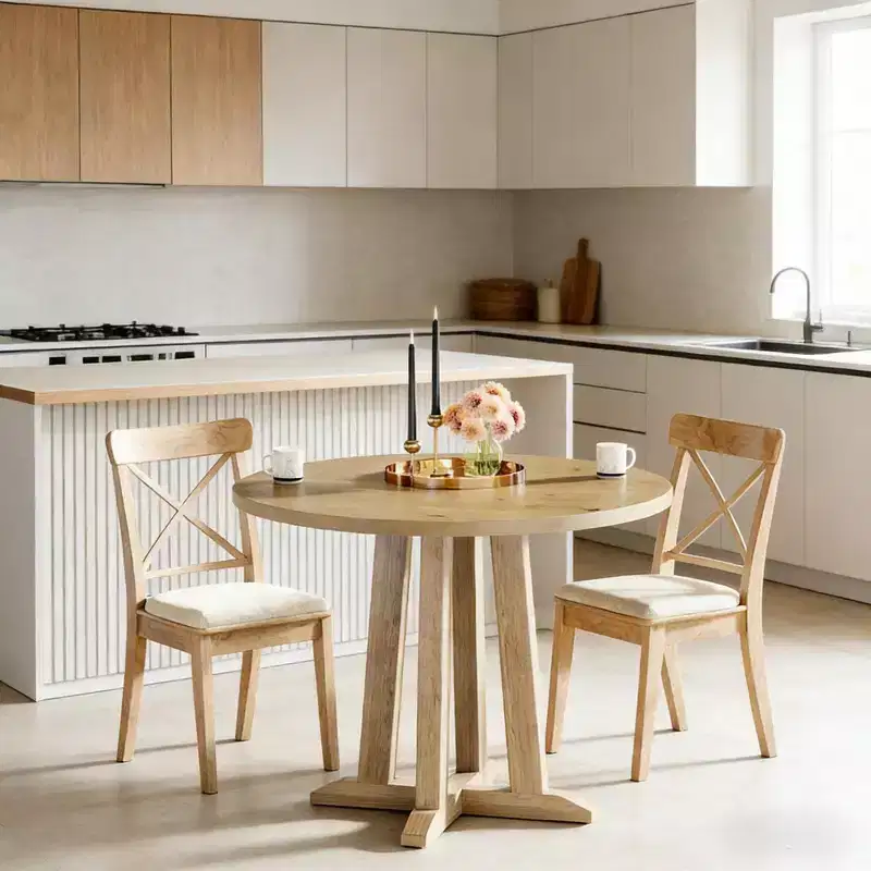 GDFStudio Ashton Modern 31.5 Round Wood Dining Table