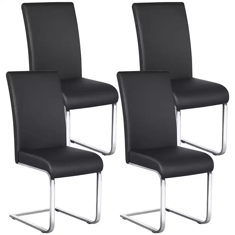 Yaheetech Set of 4 Faux Leather Dining Chairs with Metal Legs