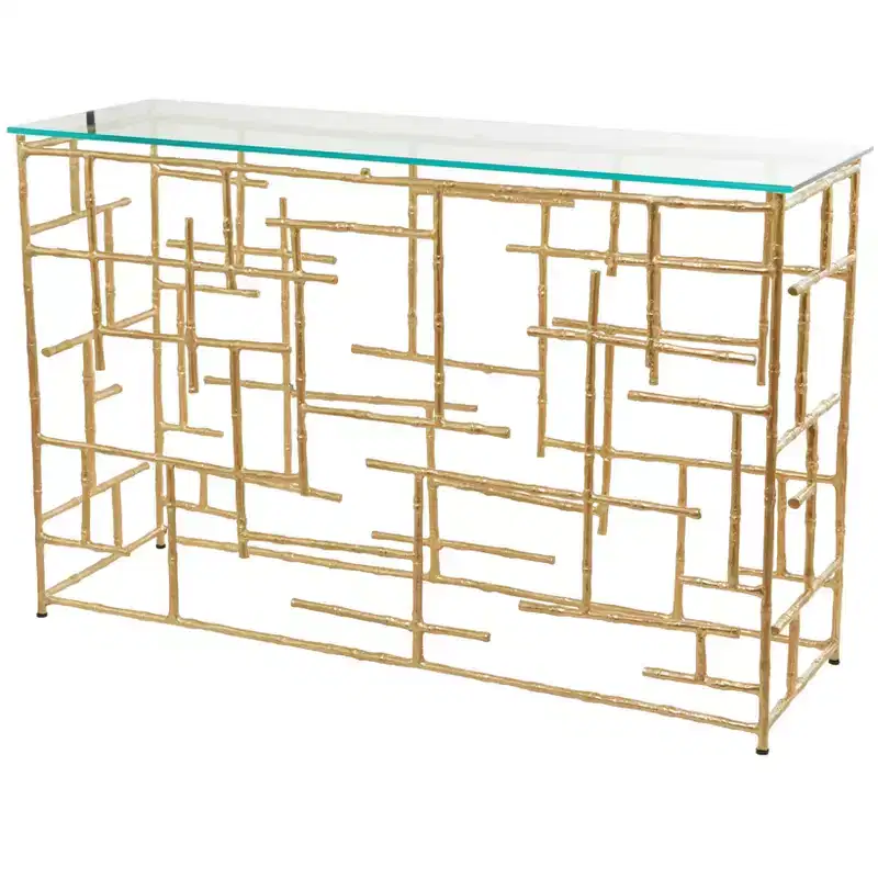 Contemporary Aluminum Console Table Gold