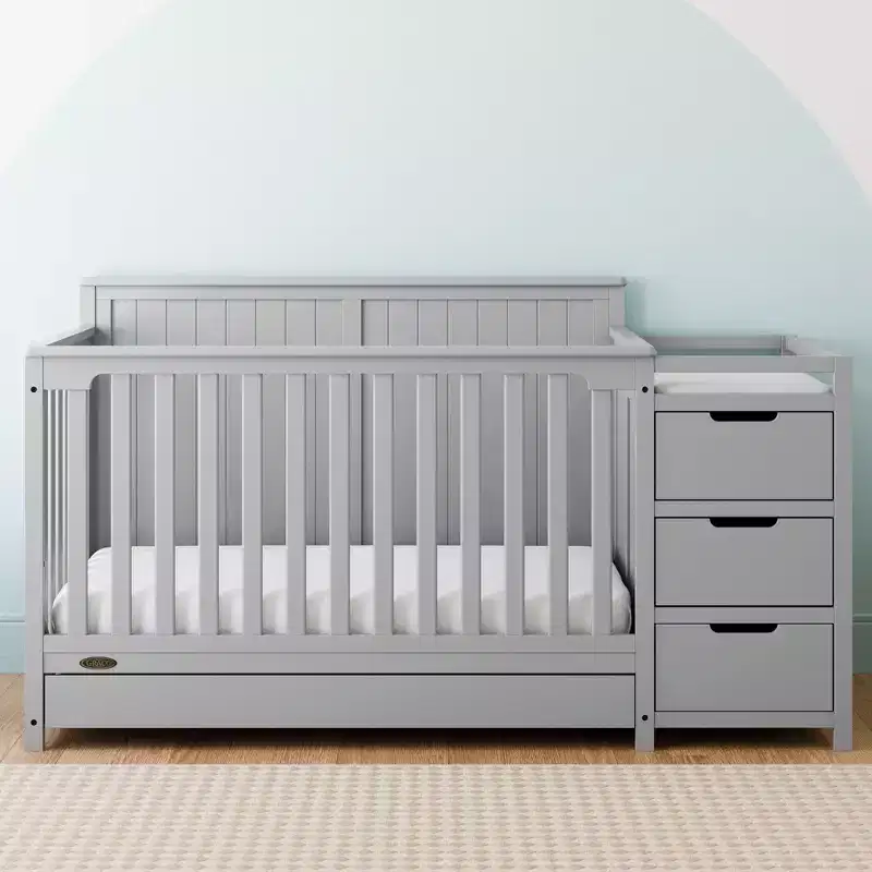 5-in-1 Convertible Crib and Changer with Drawer