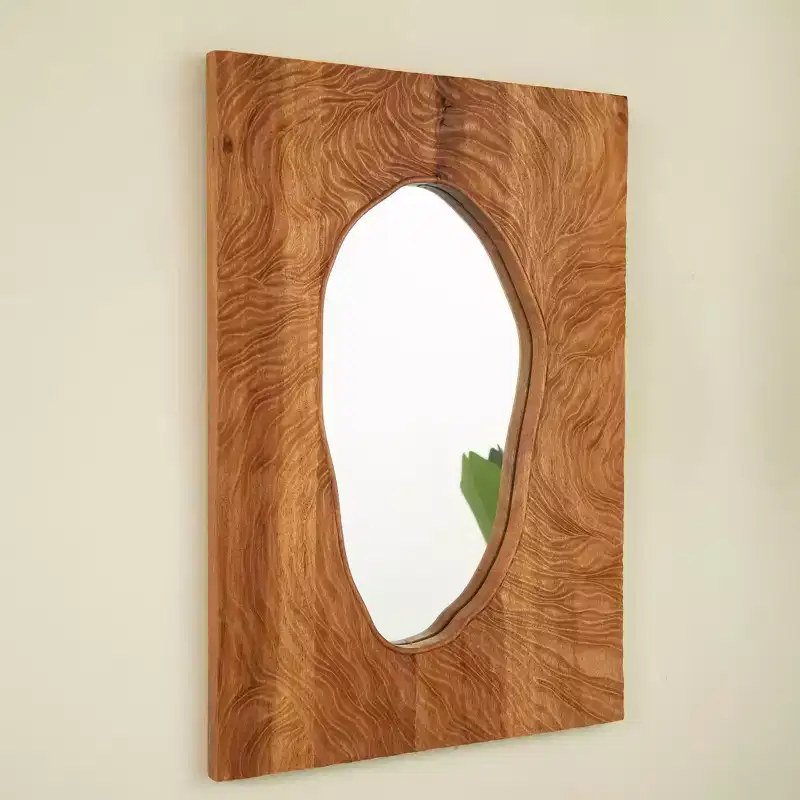 GDFStudio Rhea Vintage Rosewood Decorative Wall Mirror