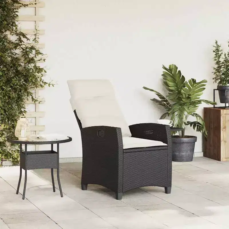 vidaXL Reclining Garden Chair PE rattan, powder-coated steel Medium