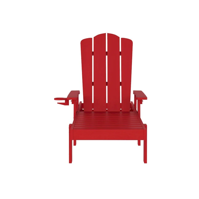 Set of 2 All-Weather Commercial Adjustable Lounge Chairs with Cupholders