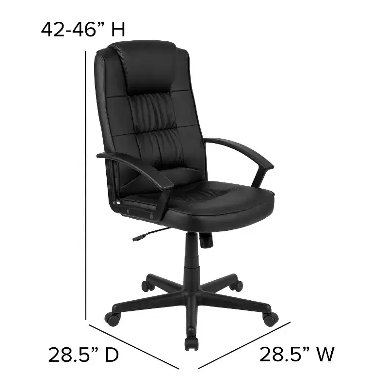 Emma and Oliver High Back Black LeatherSoft Task Chair with Arms - Desk Chair