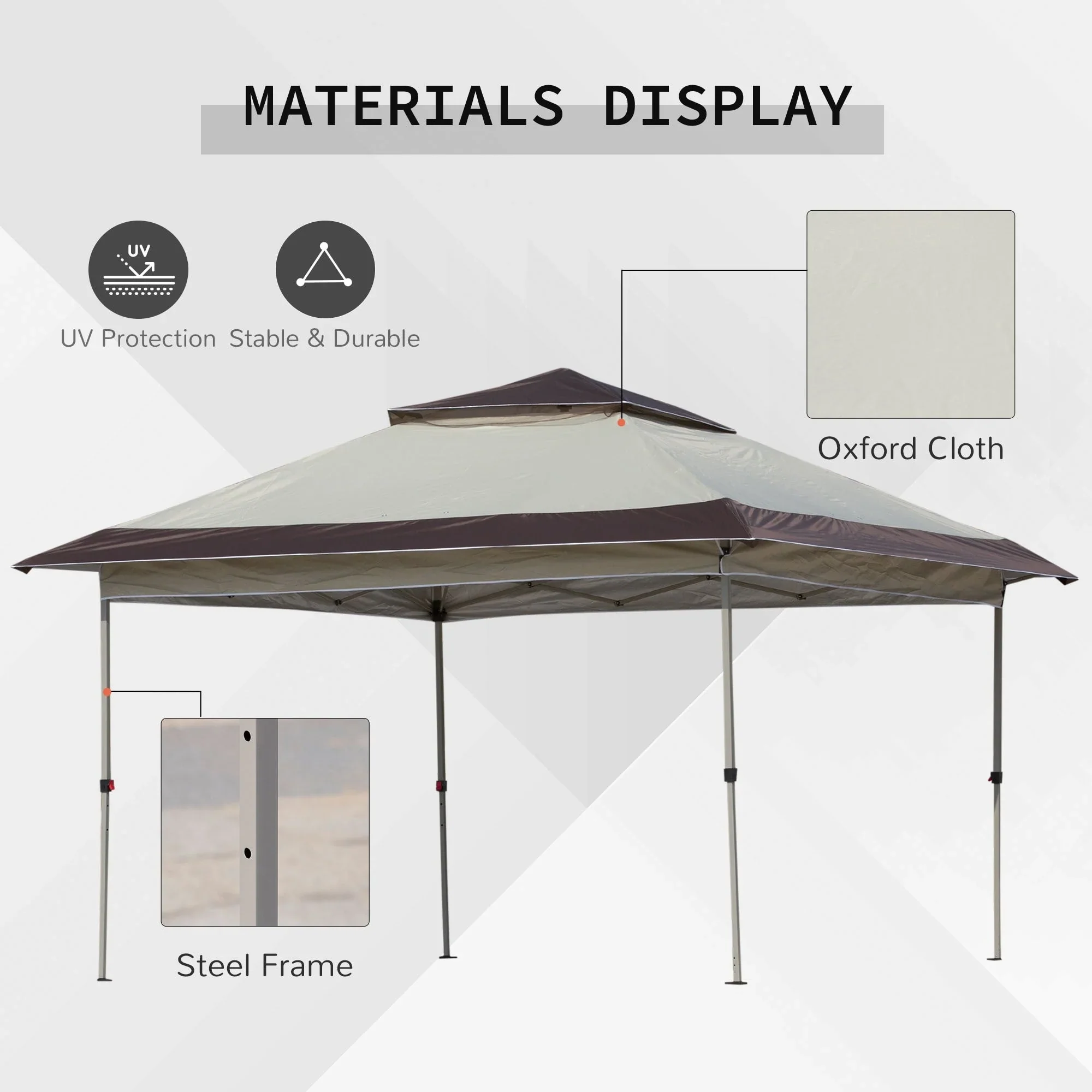 Outsunny 12 x 12 Pop Up Canopy Sun Shade Instant Tent Folding with Mesh Sidewall Netting, 3-Level Adjustable Height