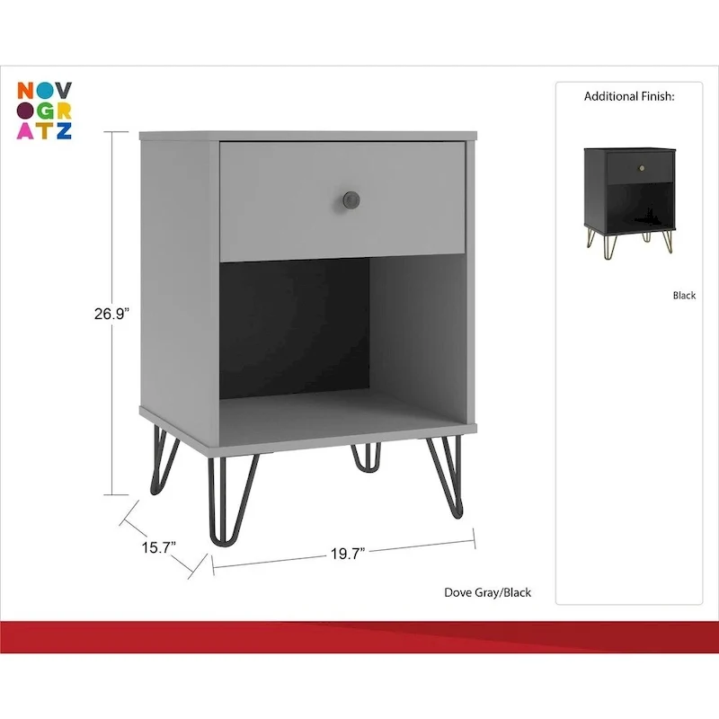 The Novogratz Owen Black Nightstand