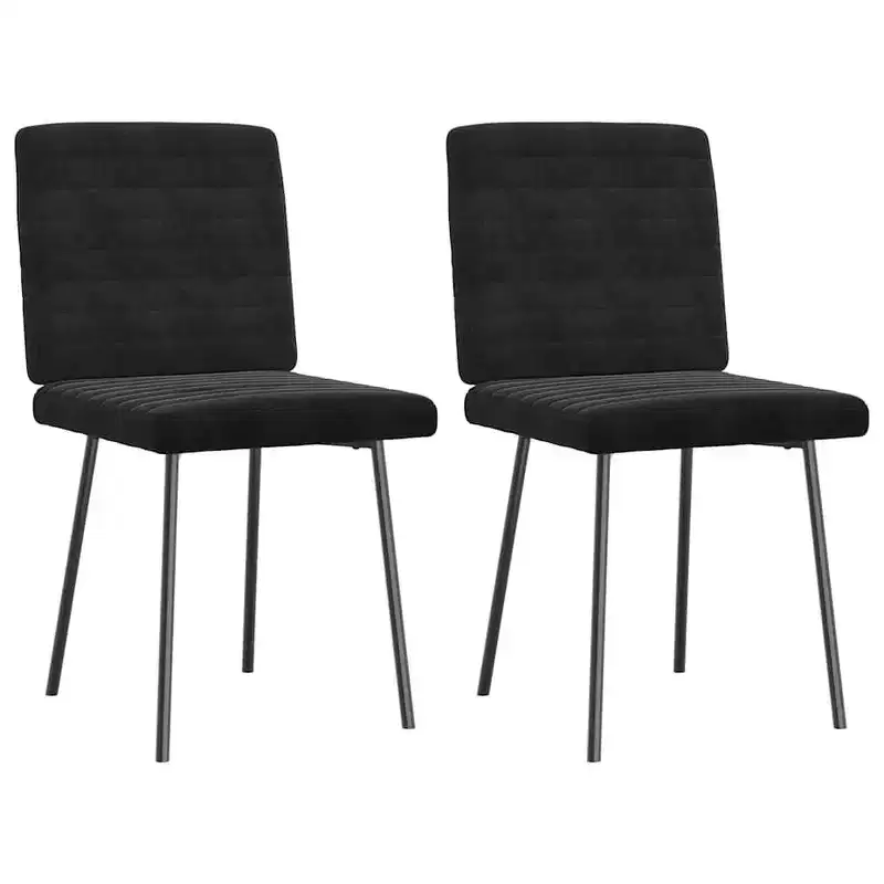 XL Dining Chair Set of 4 Black Velvet (100% polyester), plywood, metal