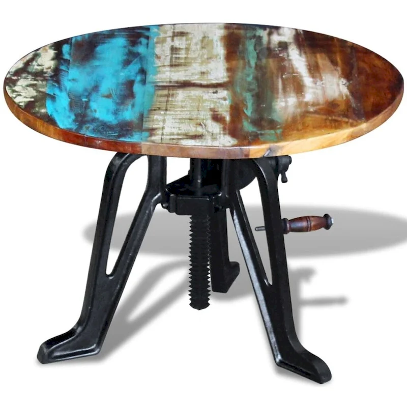vidaXL Side Table Round Coffee End Table Sofa Table Solid Wood and Cast Iron