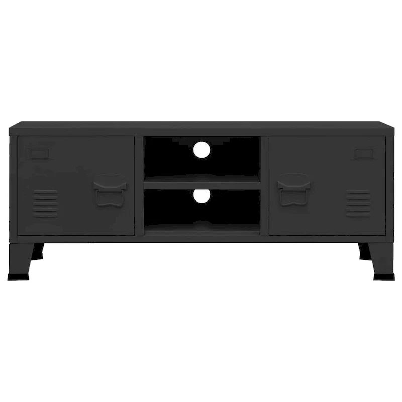 Industrial Metal TV Stand with 2 Doors and Storage Shelf - 41.3W